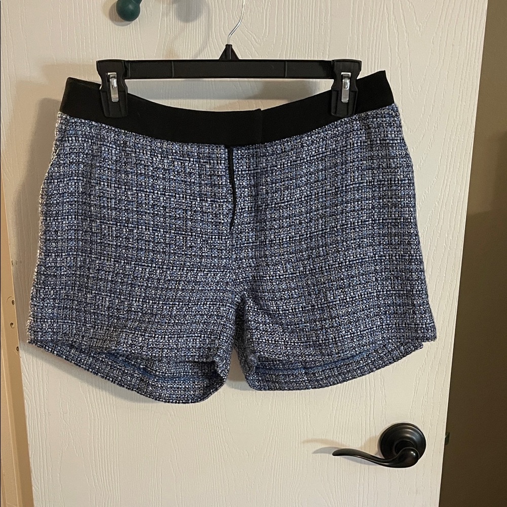 H&M High Waist Black and Blue Tweed Shorts